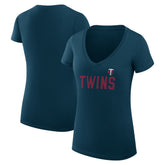 Minnesota Twins G-III 4Her by Carl Banks Women's Super-Slim Fit Lightweight Dot Print V-Neck T-Shirt - MLB T-shirts