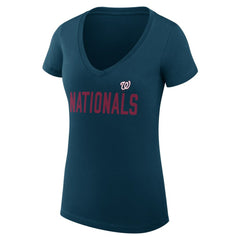 Washington Nationals G-III 4Her by Carl Banks Women's Super-Slim Fit Lightweight Dot Print V-Neck T-Shirt - MLB T-shirts