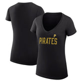 Pittsburgh Pirates G-III 4Her by Carl Banks Women's Super-Slim Fit Lightweight Dot Print V-Neck T-Shirt - MLB T-shirts