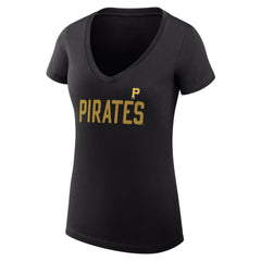 Pittsburgh Pirates G-III 4Her by Carl Banks Women's Super-Slim Fit Lightweight Dot Print V-Neck T-Shirt - MLB T-shirts