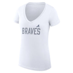 Atlanta Braves G-III 4Her by Carl Banks Women's Super-Slim Fit Lightweight Dot Print V-Neck T-Shirt - MLB T-shirts