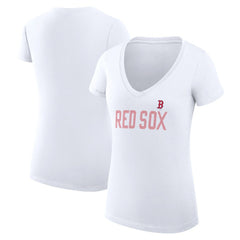 Boston Red Sox G-III 4Her by Carl Banks Women's Super-Slim Fit Lightweight Dot Print V-Neck T-Shirt - MLB T-shirts
