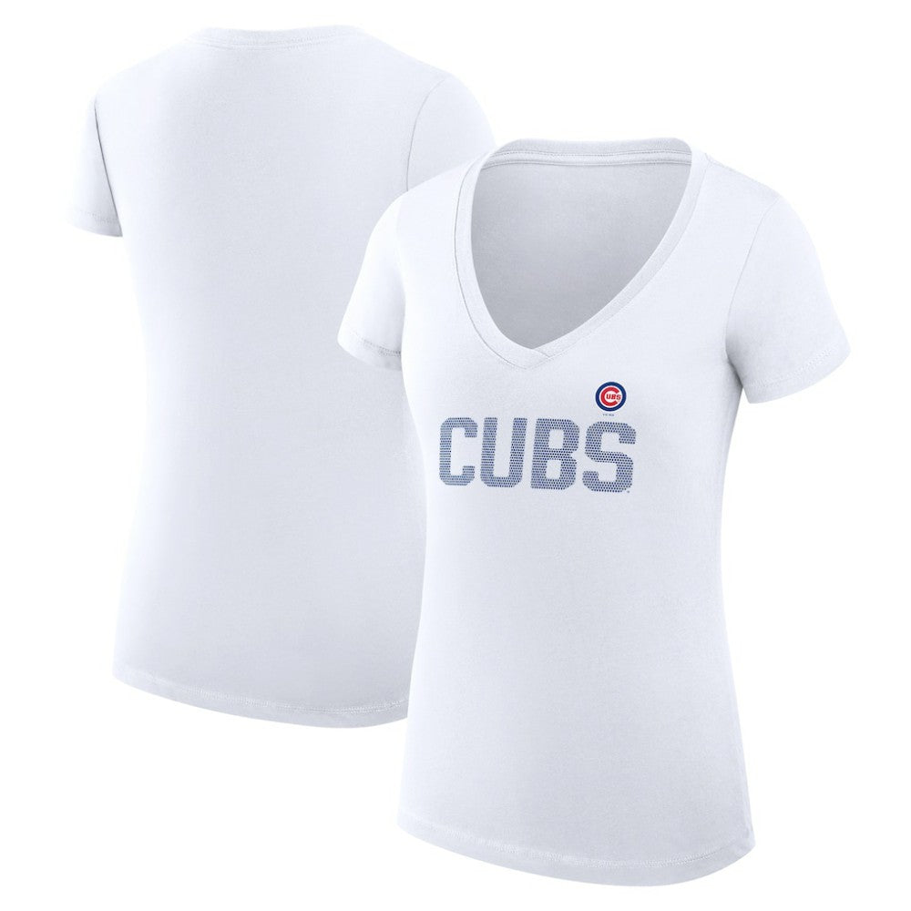 Chicago Cubs G-III 4Her by Carl Banks Women's Super-Slim Fit Lightweight Dot Print V-Neck T-Shirt - MLB T-shirts