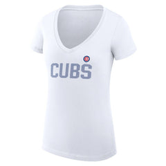 Chicago Cubs G-III 4Her by Carl Banks Women's Super-Slim Fit Lightweight Dot Print V-Neck T-Shirt - MLB T-shirts