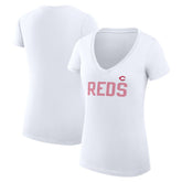 Cincinnati Reds G-III 4Her by Carl Banks Women's Super-Slim Fit Lightweight Dot Print V-Neck T-Shirt - MLB T-shirts