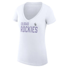Colorado Rockies G-III 4Her by Carl Banks Women's Super-Slim Fit Lightweight Dot Print V-Neck T-Shirt - MLB T-shirts
