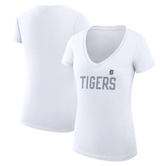 Detroit Tigers G-III 4Her by Carl Banks Women's Super-Slim Fit Lightweight Dot Print V-Neck T-Shirt - MLB T-shirts