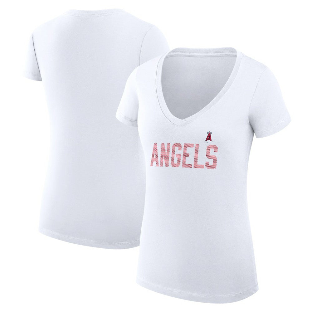 Los Angeles Angels G-III 4Her by Carl Banks Women's Super-Slim Fit Lightweight Dot Print V-Neck T-Shirt - MLB T-shirts