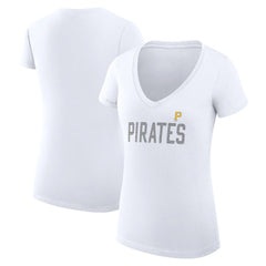 Pittsburgh Pirates G-III 4Her by Carl Banks Women's Super-Slim Fit Lightweight Dot Print V-Neck T-Shirt - MLB T-shirts