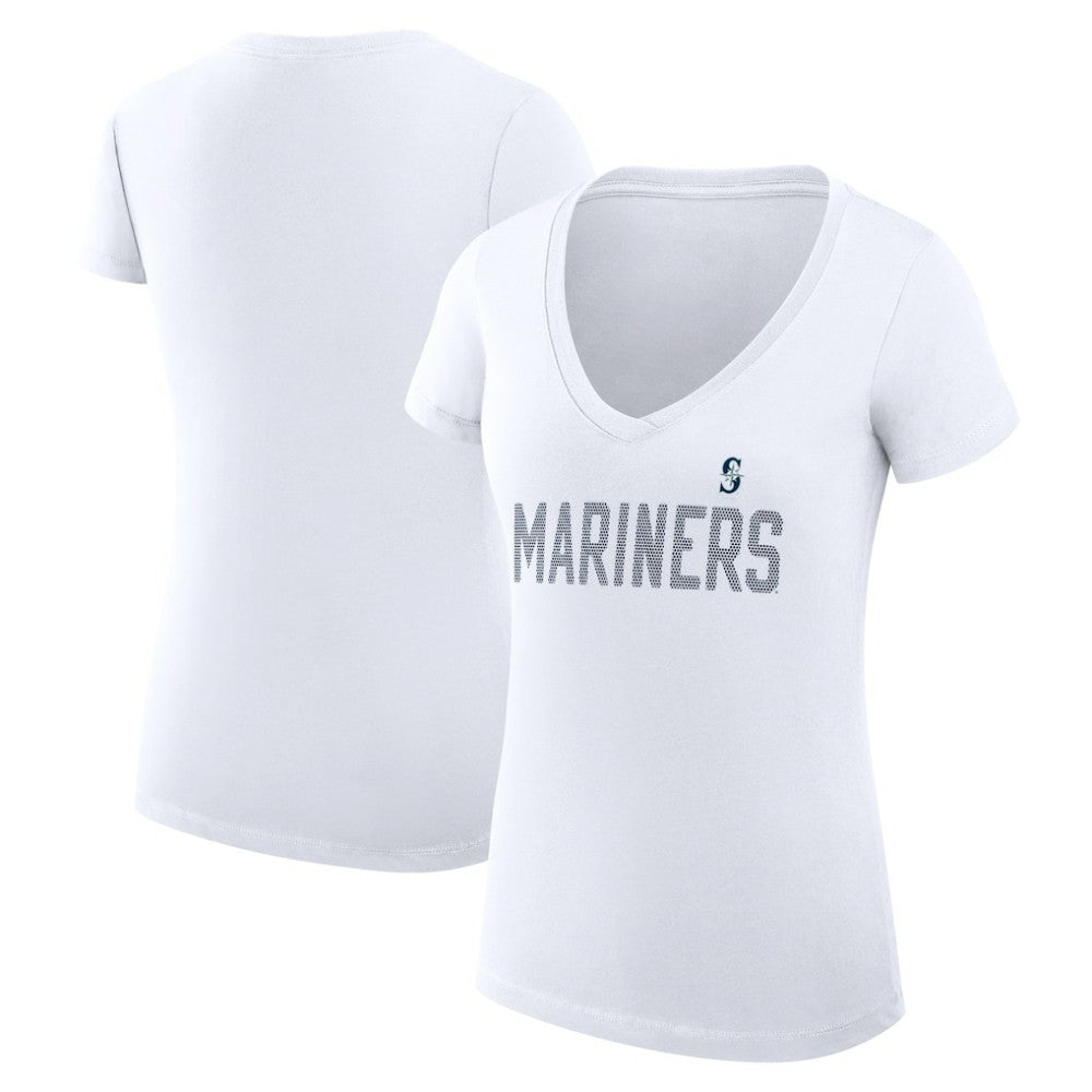 Seattle Mariners G-III 4Her by Carl Banks Women's Super-Slim Fit Lightweight Dot Print V-Neck T-Shirt - MLB T-shirts
