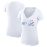 Toronto Blue Jays G-III 4Her by Carl Banks Women's Super-Slim Fit Lightweight Dot Print V-Neck T-Shirt - MLB T-shirts