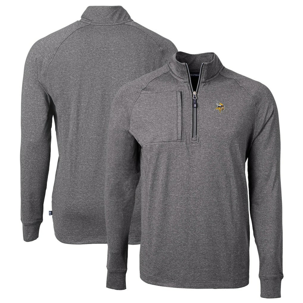 Minnesota Vikings Cutter & Buck Big & Tall Adapt Eco Knit Quarter-Zip Pullover Top | NFL New