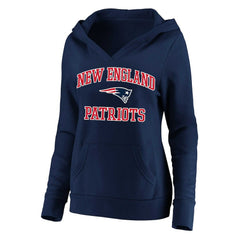 New England Patriots Women's Plus Size Heart and Soul V-Neck Pullover Hoodie | NFL Discount