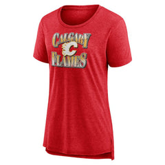 Calgary Flames Women's Crash the Net Tri-Blend T-Shirt - NHL T-shirts