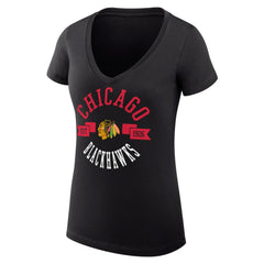 Chicago Blackhawks G-III 4Her by Carl Banks Women's Super-Slim Fit Lightweight City Graphic V-Neck T-Shirt - NHL T-shirts