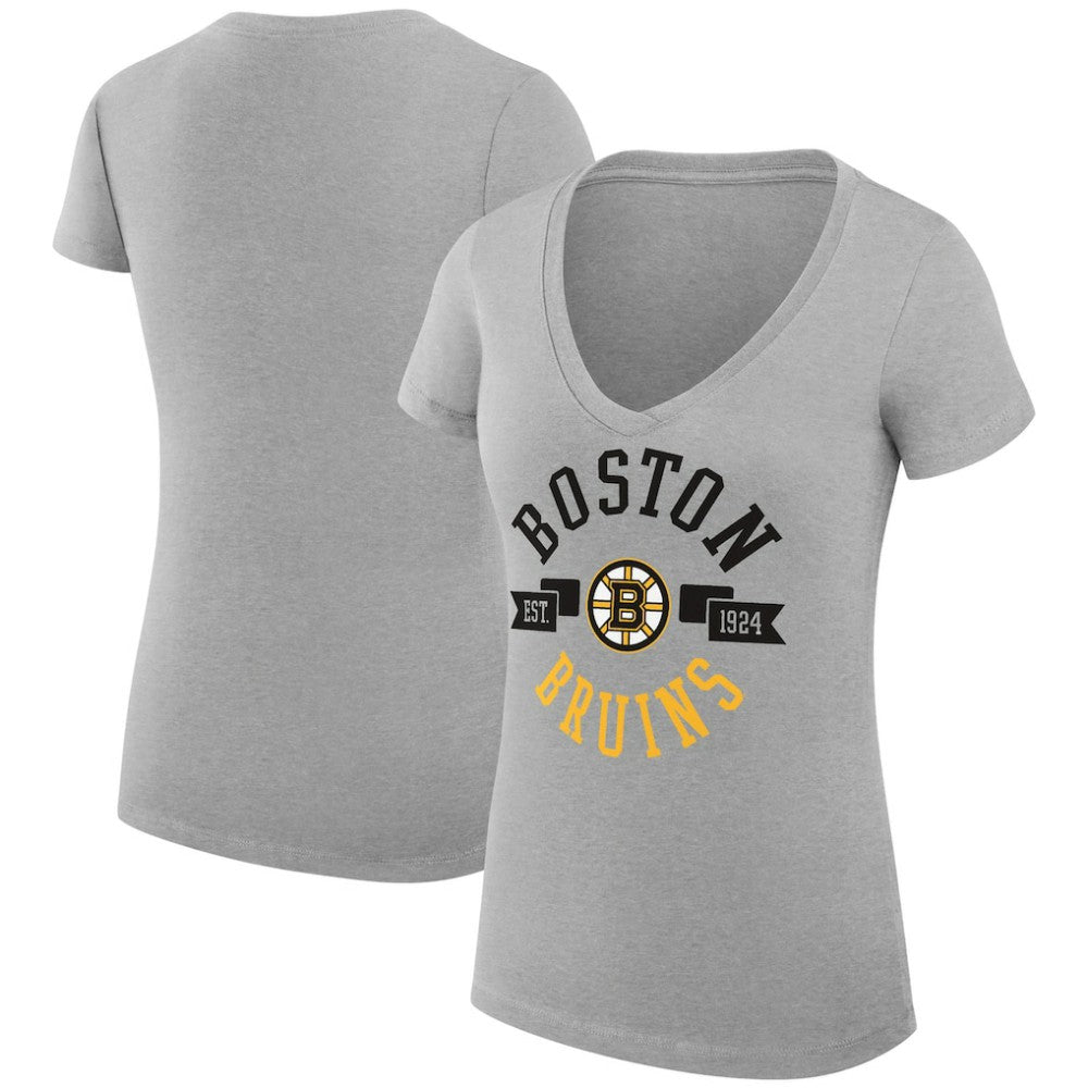 Boston Bruins G-III 4Her by Carl Banks Women's Super-Slim Fit Lightweight City Graphic V-Neck T-Shirt - NHL T-shirts