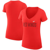 Detroit Red Wings G-III 4Her by Carl Banks Women's Super-Slim Fit Lightweight Dot Print Team V-Neck T-Shirt - NHL T-shirts