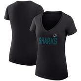 San Jose Sharks G-III 4Her by Carl Banks Women's Super-Slim Fit Lightweight Dot Print Team V-Neck T-Shirt - NHL T-shirts
