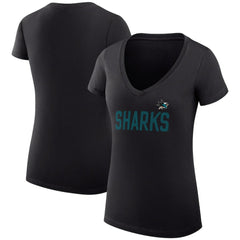San Jose Sharks G-III 4Her by Carl Banks Women's Super-Slim Fit Lightweight Dot Print Team V-Neck T-Shirt - NHL T-shirts
