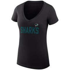 San Jose Sharks G-III 4Her by Carl Banks Women's Super-Slim Fit Lightweight Dot Print Team V-Neck T-Shirt - NHL T-shirts