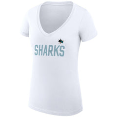 San Jose Sharks G-III 4Her by Carl Banks Women's Super-Slim Fit Lightweight Dot Print Team V-Neck T-Shirt - NHL T-shirts