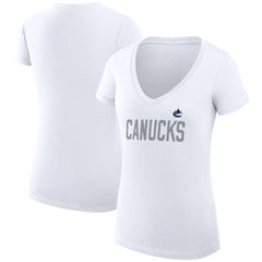 Vancouver Canucks G-III 4Her by Carl Banks Women's Super-Slim Fit Lightweight Dot Print Team V-Neck T-Shirt - NHL T-shirts