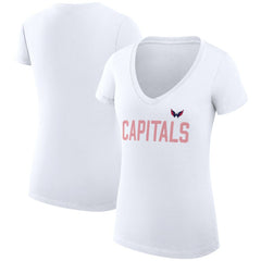 Washington Capitals G-III 4Her by Carl Banks Women's Super-Slim Fit Lightweight Dot Print Team V-Neck T-Shirt - NHL T-shirts