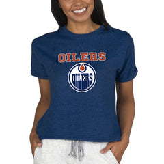 Edmonton Oilers Concepts Sport Women's Tri-Blend Mainstream Terry Short Sleeve Sweatshirt Top - NHL Sweatshirts