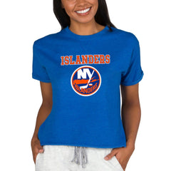 New York Islanders Concepts Sport Women's Tri-Blend Mainstream Terry Short Sleeve Sweatshirt Top - NHL Sweatshirts