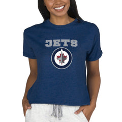 Winnipeg Jets Concepts Sport Women's Tri-Blend Mainstream Terry Short Sleeve Sweatshirt Top - NHL Sweatshirts
