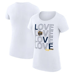 White Denver Nuggets G-III 4Her by Carl Banks Women's Super-Slim Fit Lightweight Basketball Love T-Shirt sale | NBA