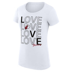 White Miami Heat G-III 4Her by Carl Banks Women's Super-Slim Fit Lightweight Basketball Love T-Shirt | NBA