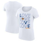 White New York Knicks G-III 4Her by Carl Banks Women's Super-Slim Fit Lightweight Basketball Love T-Shirt | NBA