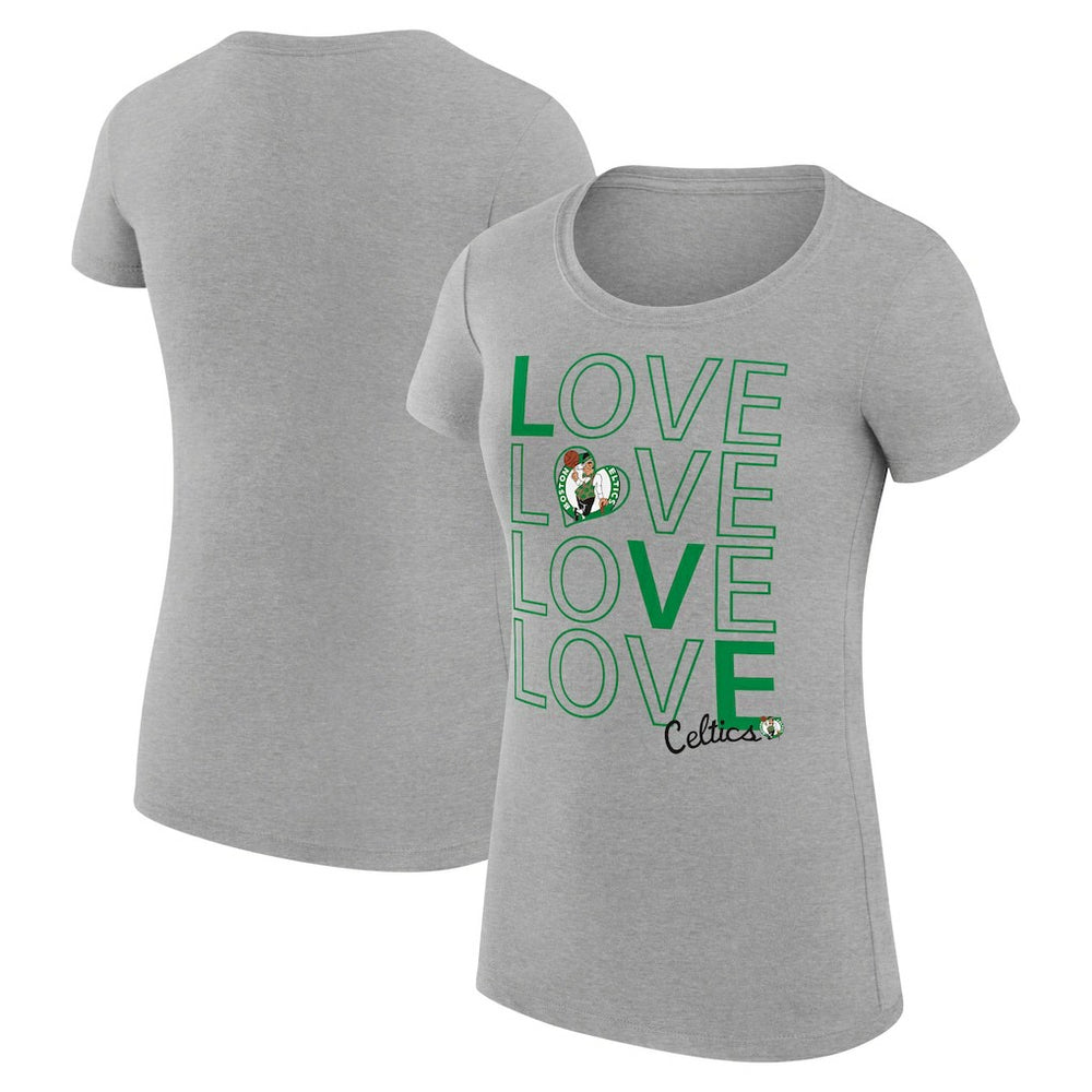 Heather Gray Boston Celtics G-III 4Her by Carl Banks Women's Super-Slim Fit Lightweight Basketball Love T-Shirt | NBA