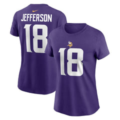 Minnesota Vikings Justin Jefferson Women's Player Name & Number T-Shirt | NFL Hot