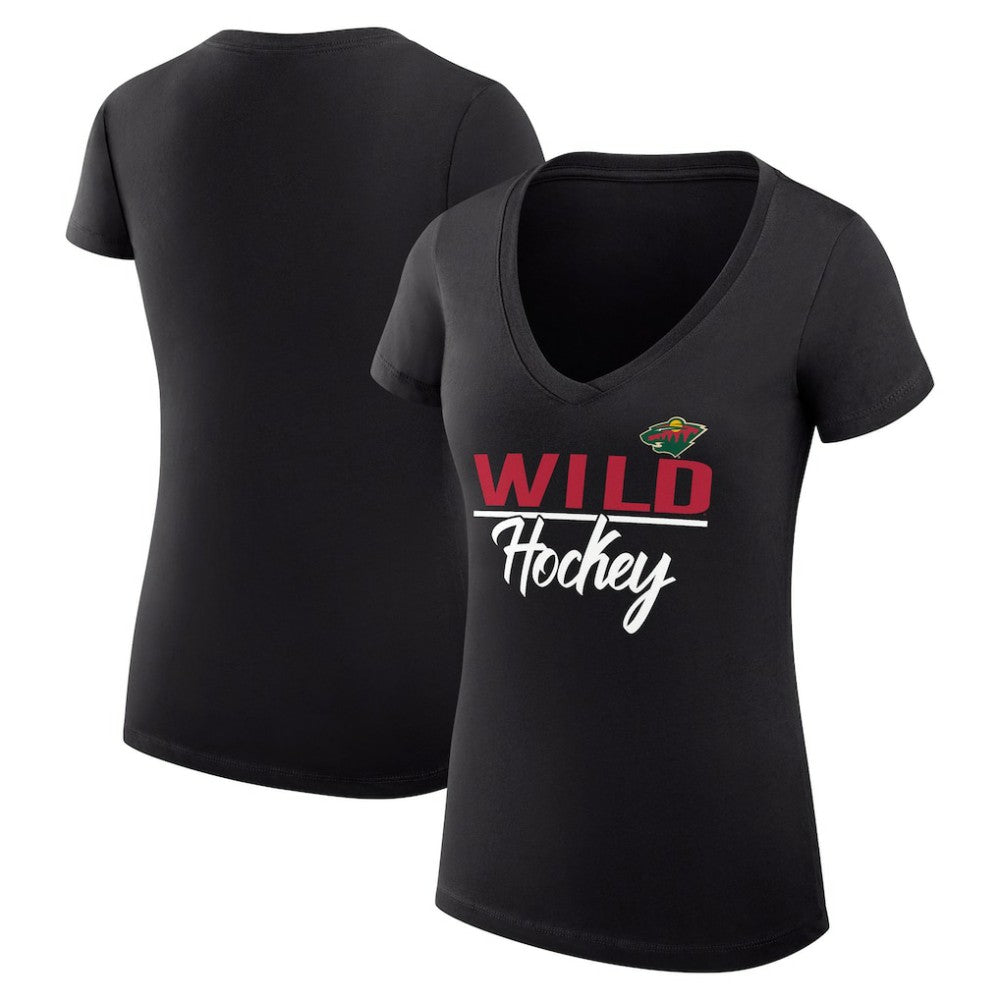 Minnesota Wild G-III 4Her by Carl Banks Women's Super-Slim Fit Lightweight Graphic V-Neck T-Shirt - NHL T-shirts