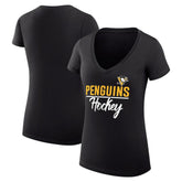 Pittsburgh Penguins G-III 4Her by Carl Banks Women's Super-Slim Fit Lightweight Graphic V-Neck T-Shirt - NHL T-shirts