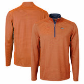 Denver Broncos Cutter & Buck Virtue Eco Pique Micro Stripe Recycled Quarter-Zip Pullover Top | NFL Hot