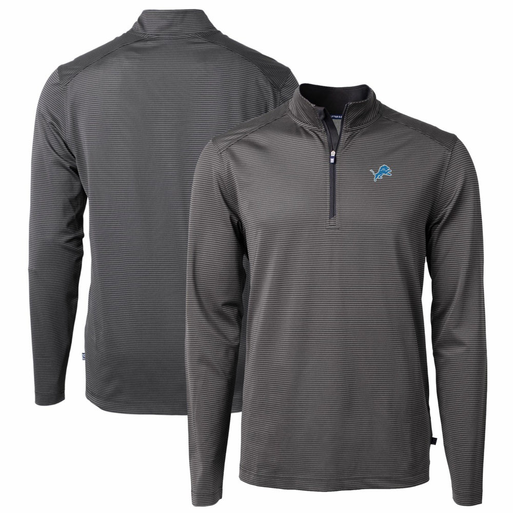 Detroit Lions Cutter & Buck Virtue Eco Pique Micro Stripe Recycled Quarter-Zip Pullover Top | NFL Discount
