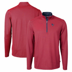 Houston Texans Cutter & Buck Virtue Eco Pique Micro Stripe Recycled Quarter-Zip Pullover Top | NFL Outlet