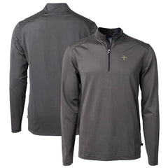 New Orleans Saints Cutter & Buck Virtue Eco Pique Micro Stripe Recycled Quarter-Zip Pullover Top | NFL On sale