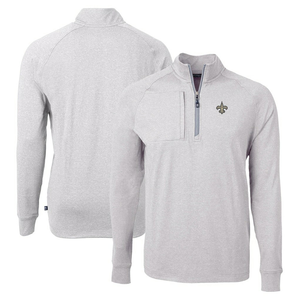 New Orleans Saints Cutter & Buck Adapt Eco Knit Quarter-Zip Pullover Top | NFL Discount