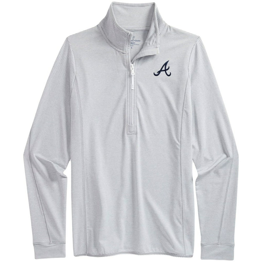 Atlanta Braves Vineyard Vines Women's Microstripe Sankaty Half-Zip Top - MLB Tops