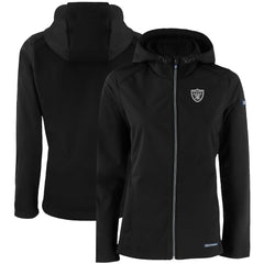 Las Vegas Raiders Cutter & Buck Women's Evoke Eco Softshell Recycled Full-Zip Hooded Jacket | NFL Outlet