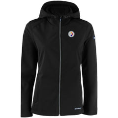 Pittsburgh Steelers Cutter & Buck Women's Evoke Eco Softshell Recycled Full-Zip Hooded Jacket | NFL Online