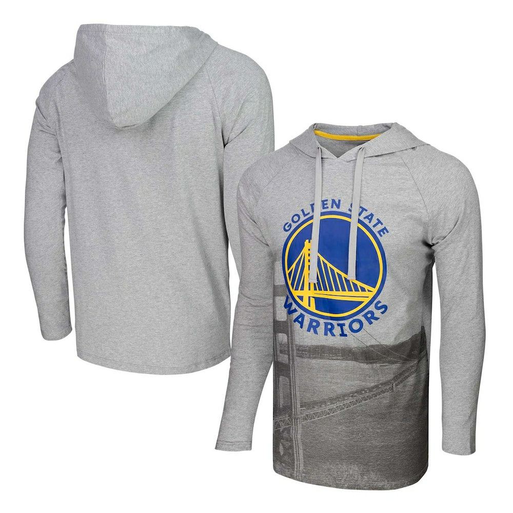 Heather Gray Golden State Warriors Stadium Essentials Atrium Raglan Long Sleeve Hoodie T-Shirt sale | NBA