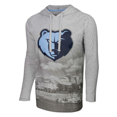 Heather Gray Memphis Grizzlies Stadium Essentials Atrium Raglan Long Sleeve Hoodie T-Shirt | NBA