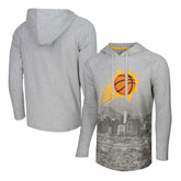 Heather Gray Phoenix Suns Stadium Essentials Atrium Raglan Long Sleeve Hoodie T-Shirt | NBA