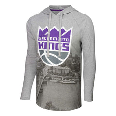 Heather Gray Sacramento Kings Stadium Essentials Atrium Raglan Long Sleeve Hoodie T-Shirt | NBA