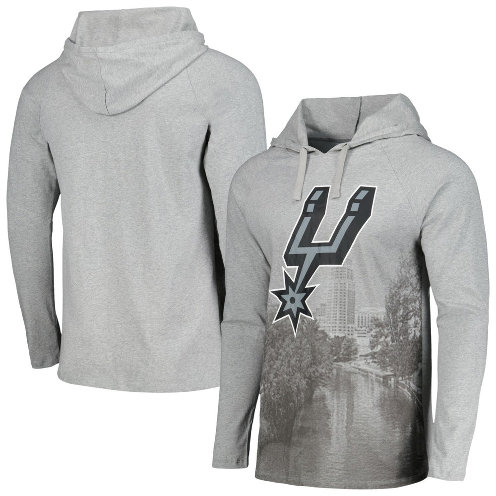 Heather Gray San Antonio Spurs Stadium Essentials Atrium Raglan Long Sleeve Hoodie T-Shirt | NBA